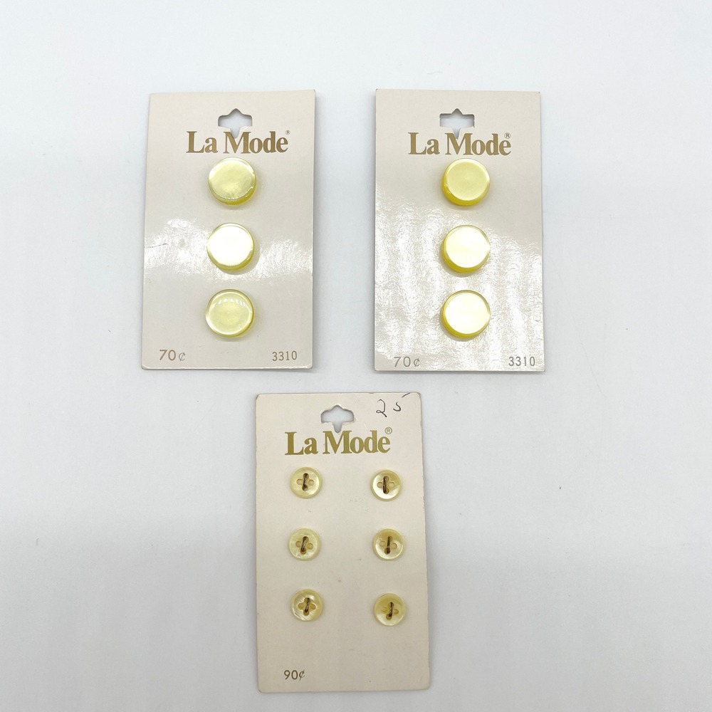 Vintage La Mode Yellow Carded Buttons‎ 7mm 13mm Sewing Supply Japan Craft